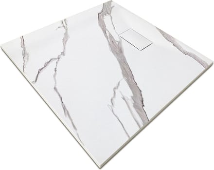 Mawialux douchebak - SMC leisteen - Marmer Wit - 90x90cm