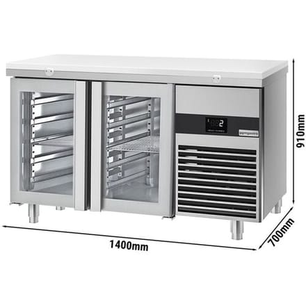 GGM Gastro Koelwerkbank PREMIUM - 1400x700mm - met 2 glazen deuren - incl. snijplank wit wit