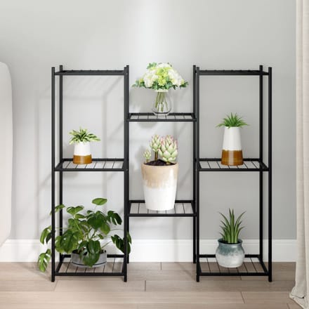 vidaXL - Bloemenstandaard - 83x25x80 - cm - ijzer - zwart