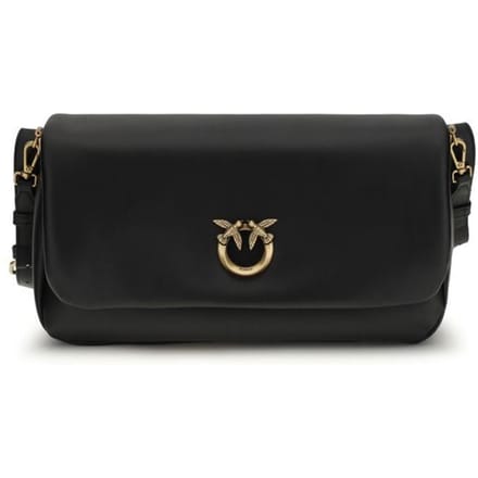 PINKO Click Soft Classic Schoudertas Leder 32 cm - Dames - nero gold