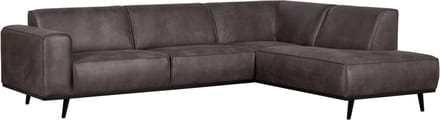 WOOOD Statement Hoekbank Rechts - Lederlook - Donkergrijs - 77x274x210