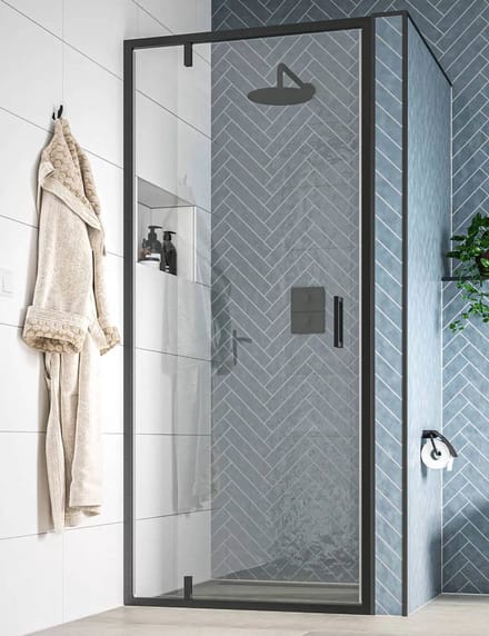 Saqu Rambla Douchedeur - Draaideur 90x200 cm - Mat Zwart - Veiligheidsglas
