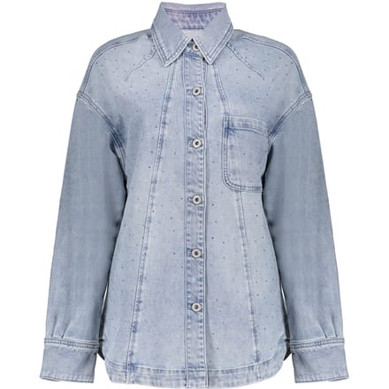 Geisha Jeans Overshirt Stones Bleached Denim Stones Größe: L | Business hemden Outlet | Damen | Blau
