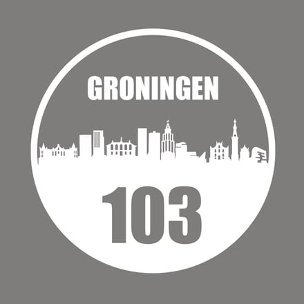 Groningen sticker met eigen huisnummer