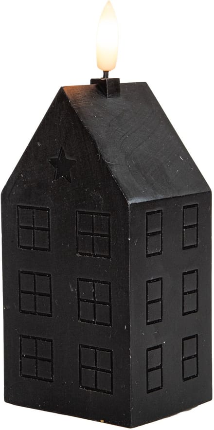Anna's Collection LED kaars huisje - zwart - H15 cm - met timer - op batterijen
