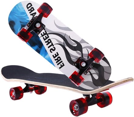Compleet Skateboard - Trickboard - Stunts Uitvoeren - Dubbel Kicktail Ontwerp - 80 cm - Zwart