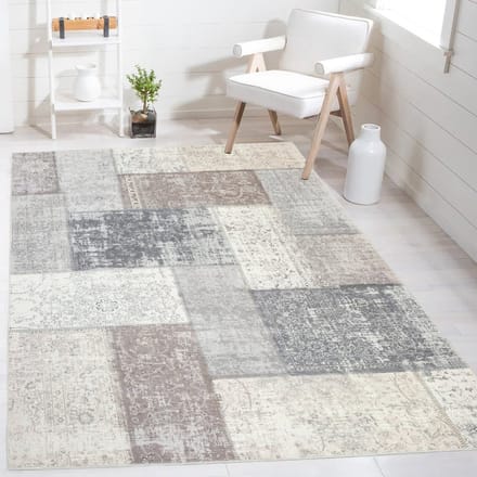 Flycarpets Burano Vintage Patchwork Vloerkleed - Taupe - Grijs - 240x340 cm