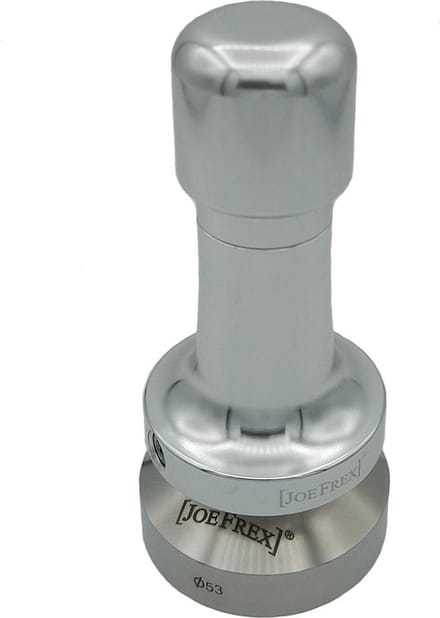 JoeFrex Koffie Tamper Technic Zilver druk instelbaar tot 20kg - 53mm