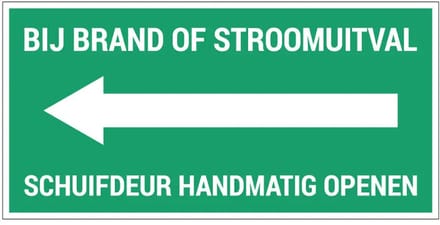 Schuifdeur handmatig openen links sticker | 40 x 20 cm