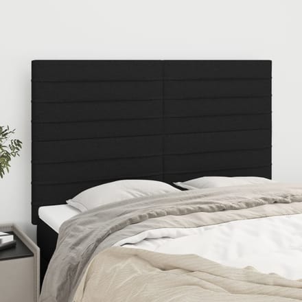 vidaXL - Hoofdbord - zwart - 144x5x118/128 - cm - stof