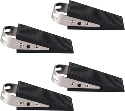 Set van 4 Deurstopjes met RVS Hendel - Antislip Rubber voor Vloerbescherming