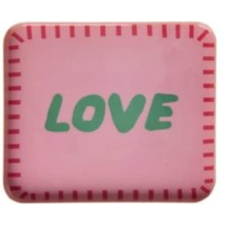 Rice metalen dienblad love, roze, small