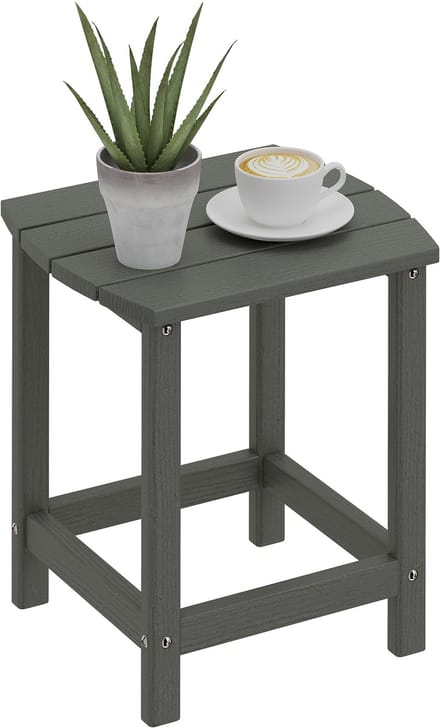 Outsunny Terras bijzettafel-HDPE-48L x 37B x 46H cm-Grijs