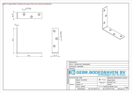 GB stoelhoek 80x20x2.0 verzinkt