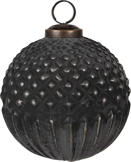 Clayre & Eef Kerstbal Overig Ø 10x10 cm Zwart Grijs Glas Kerstballen