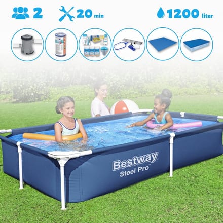 Bestway Zwembad - Rechthoekig - 221 x 150 x 43 cm - Blauw