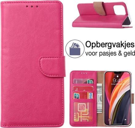 iPhone 12 / iPhone 12 PRO book case - portemonnee hoesje - wallet hoes met pasjes houder - ROZE - EPICMOBILE