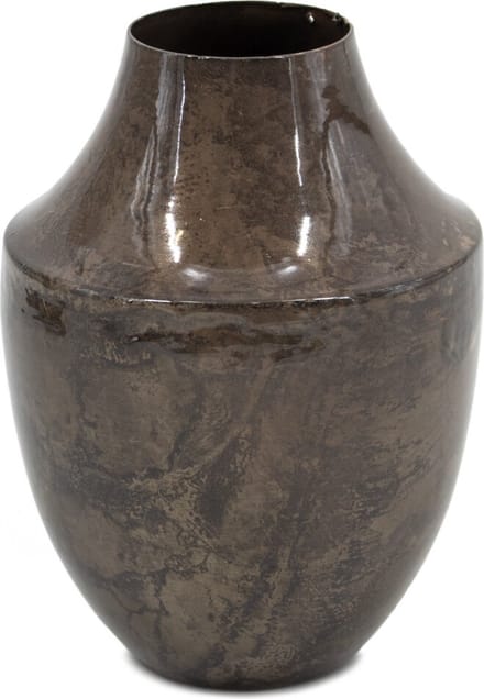 Kleine Vaas Bruin Marble - Metaal - 5 x 14 x 14cm - Woondecoratie