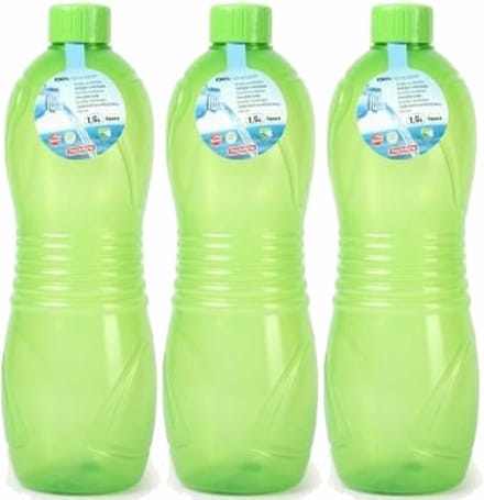 Plasticforte Drinkfles/waterfles/bidon - 3x - 1500 ml - transparant/groen - kunststof