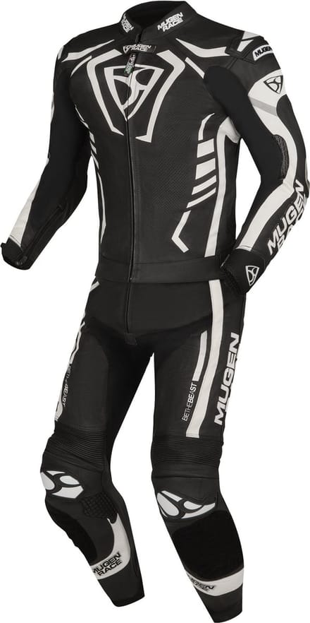MUGENRACE Predator Zwart Wit Geperforeerd 2-Delig Motorpak - Racepak
