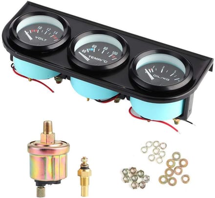 Universele 3-in-1 Auto Meter Set: Voltmeter, Watertemperatuur en Oliedrukmeting (52mm)