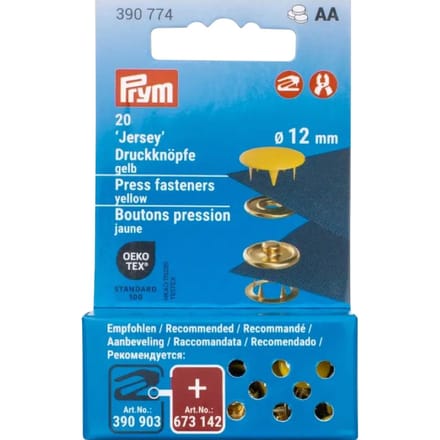 Prym Drukknopen Jersey, 12 mm, 20 stuks (en) - Geel