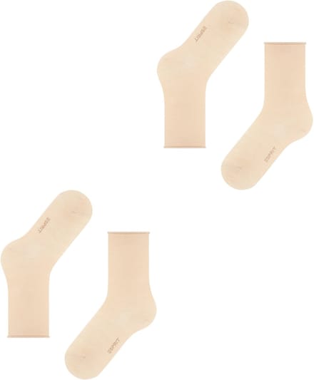 Esprit Basic Pure 2-Pack eenkleurig katoen multipack sokken dames beige - maat 35-38