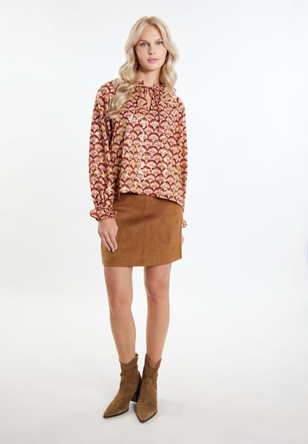IZIA Blouse Dames Camel Veelkleurig