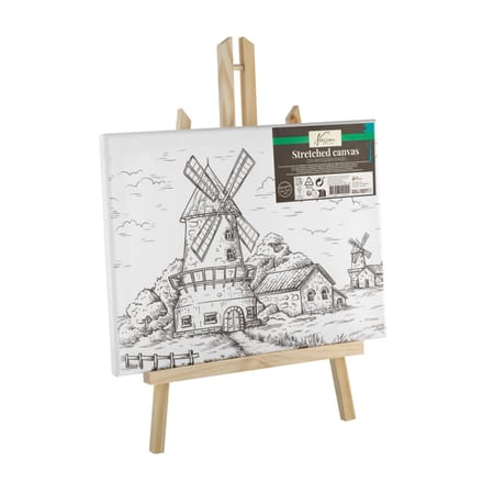 Canvas met print 30 x22,5 cm inclusief schildersezel