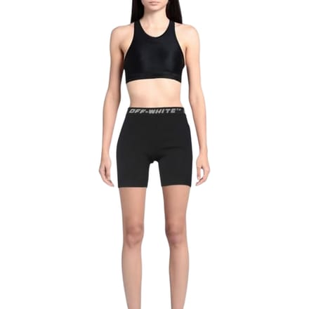 Off White Dames/Dames Logo Ribbed Slim Korte Broek (Zwart/Grijs)