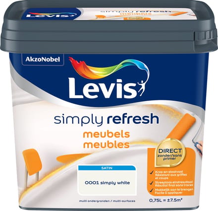 Levis - Simply Refresh Meubels Satin - Wit - 0,75 L