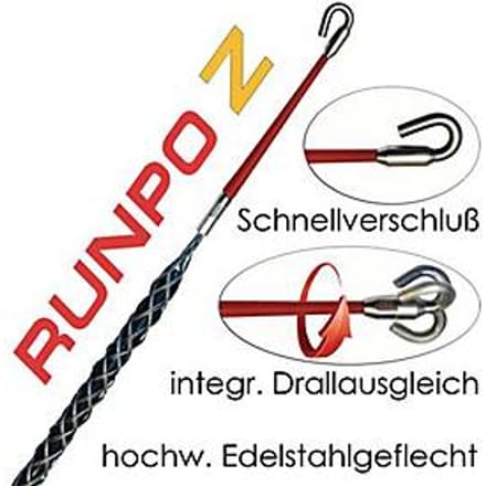 Runpotec kabeltrekkaus RVS met haak 6-9mm (20273)