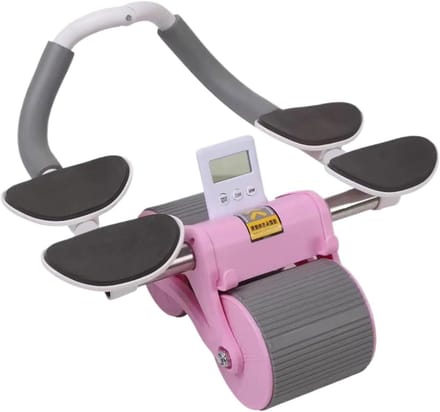Fitnesswiel - Buikroller trainer - Core training - Intelligente timer - 32 x 24 x 17 cm - Roze
