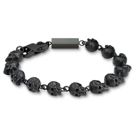 Rico | Zwarte Roestvrijstalen Schedelarmband
