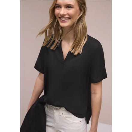 Blouse met gespleten hals en omslag