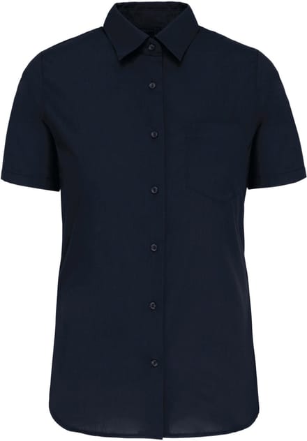 Kariban Dames Poplin Blouse Korte Mouwen K544 - Navy - L