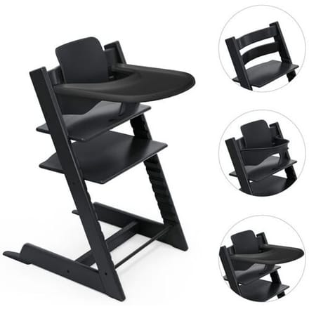 Stokke Tripp Trapp bundel kinderstoel met babyset en tafelblad Black unisex
