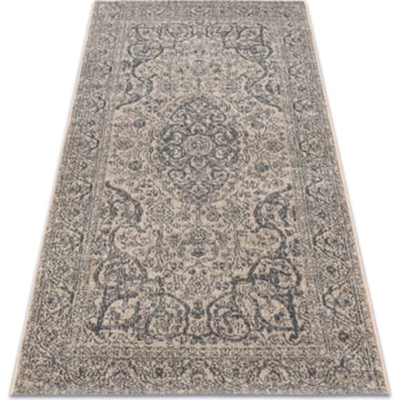 Kleden Rugsx Tapijt Wol JADE 45018/100 Ornament, frame beige 67x130 cm
