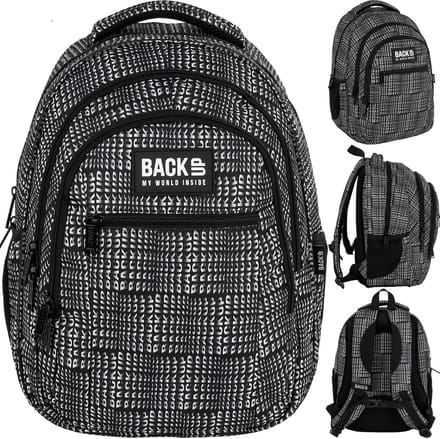 Derform Letters - Rugzak - 3D Effect - Zwart-Wit - Schooltas - Ergonomisch & Ruim