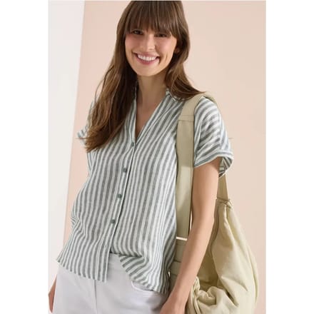 Overhemdblouse met hangende schouder in linnen