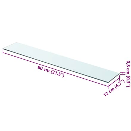 vidaXL - Wandschap - transparant - 80x12 - cm - glas