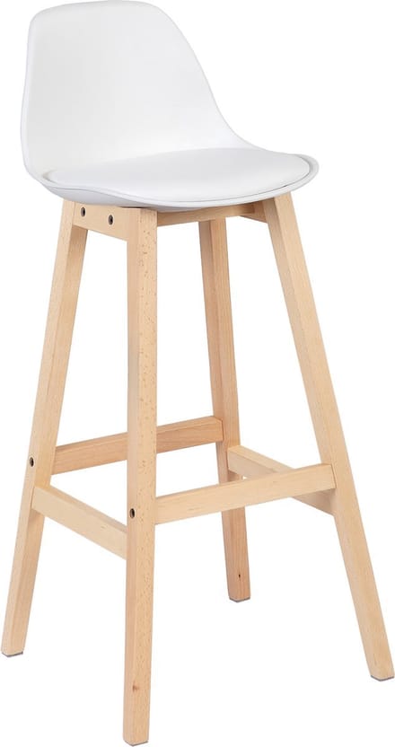 Barkrukken - Wit - Kunstleer - Met rugleuning - Set van 2