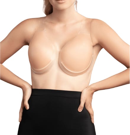 Bye Bra siliconen borstliftende bh met push-up effect voor vollere borsten, rugloos, herbruikbaar, ondersteunend, zelfklevend, huidskleur, cupmaten: C-H (F)