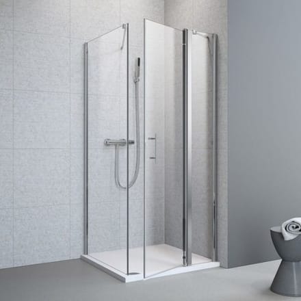 Megabad Profi Collection Planplus hinged door with fixed partition and side panel 90 x 90 x 195 cm hinged right MBPPDTFSD90R