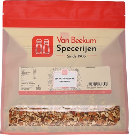 Van Beekum Specerijen - Sinaasappelschil Gesneden - 600 Gram (hersluitbare stazak)