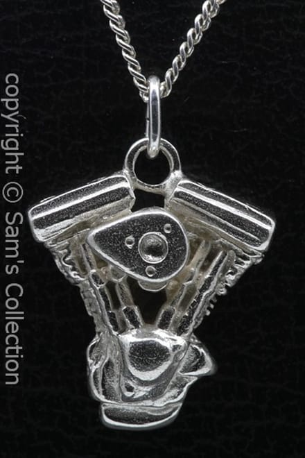 Zilveren Harley Evo motorblok S&S filter ketting hanger