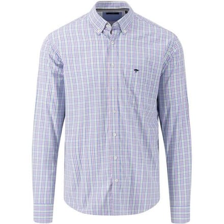 Fynch-Hatton Overhemd Superfine Combi Check Dusty Lavender-Multi / male
