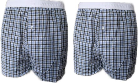 Embrator 2-stuks mannen Boxershort geruit wit/zwart/blauw L