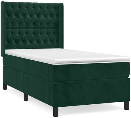 vidaXL - Boxspring - met - matras - fluweel - donkergroen - 80x200 - cm