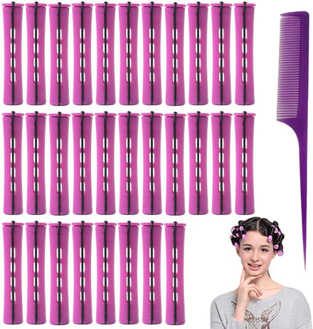 Dailygoods- Haarrollers Set 30 Stuks - Middelgrote Krulspelden - Diameter 19 mm - Plastic Haarkruller - Permanente Krullen - Inclusief Kam